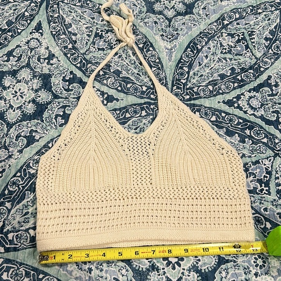 Aerie S cream crop crochet knit tank - Picture 5 of 5